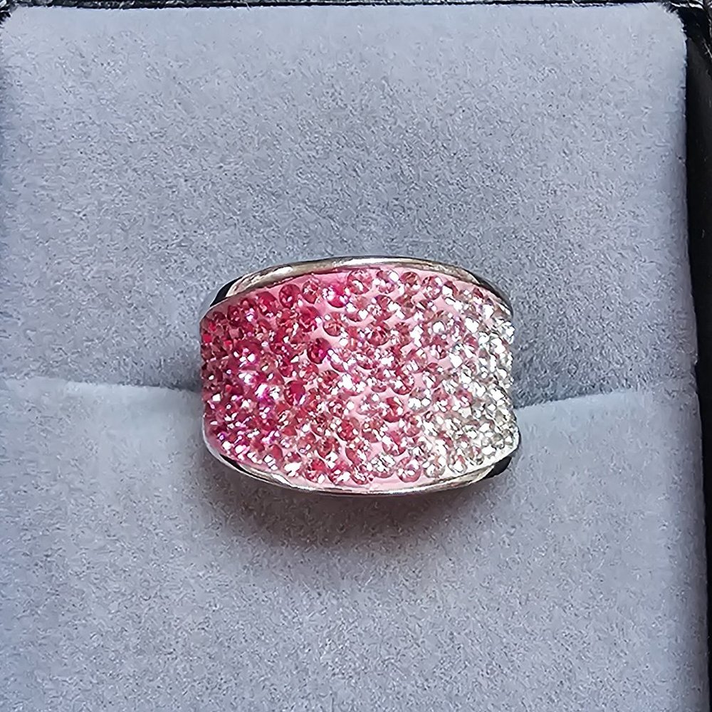 .925 Pink and white crystal ring